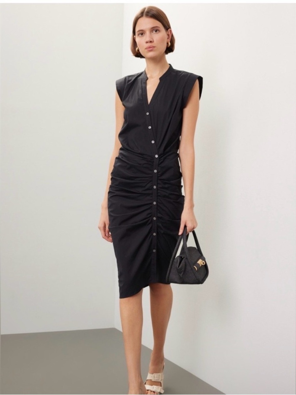 VERONICA BEARD Ruched Shirt Dress 8